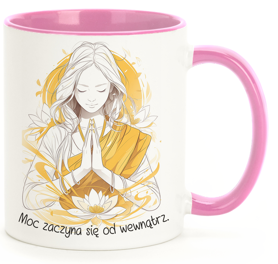 Kubek "Moc zaczyna się od wewnątrz." - Różowy