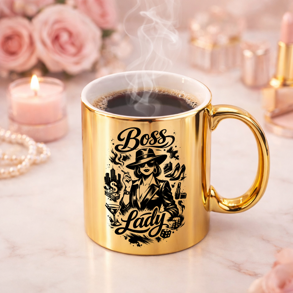 Złoty kubek „Boss Lady” – dla kobiet, które rządzą.