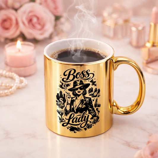 Złoty kubek „Boss Lady” – dla kobiet, które rządzą.