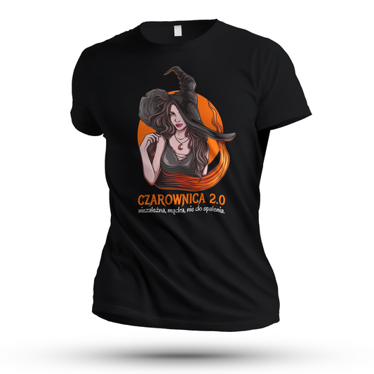 Koszulka Damska „Czarownica 2.0” – Mądra, Niezależna i Nie do Spalenia