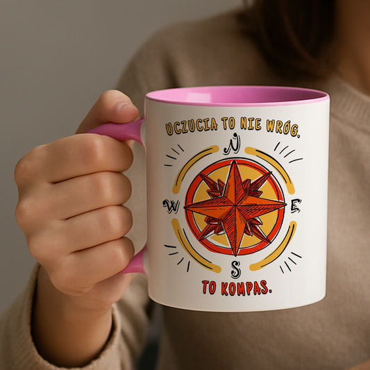Kubek "Emocje to nie wróg. To kompas." - Różowy