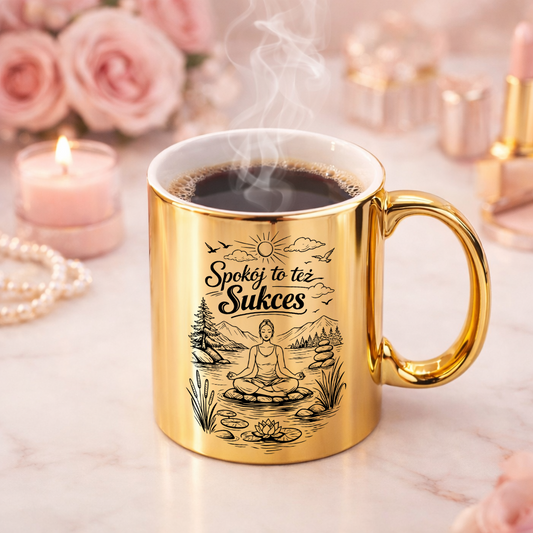 Spokój to też sukces – złoty kubek do codziennych rytuałów.