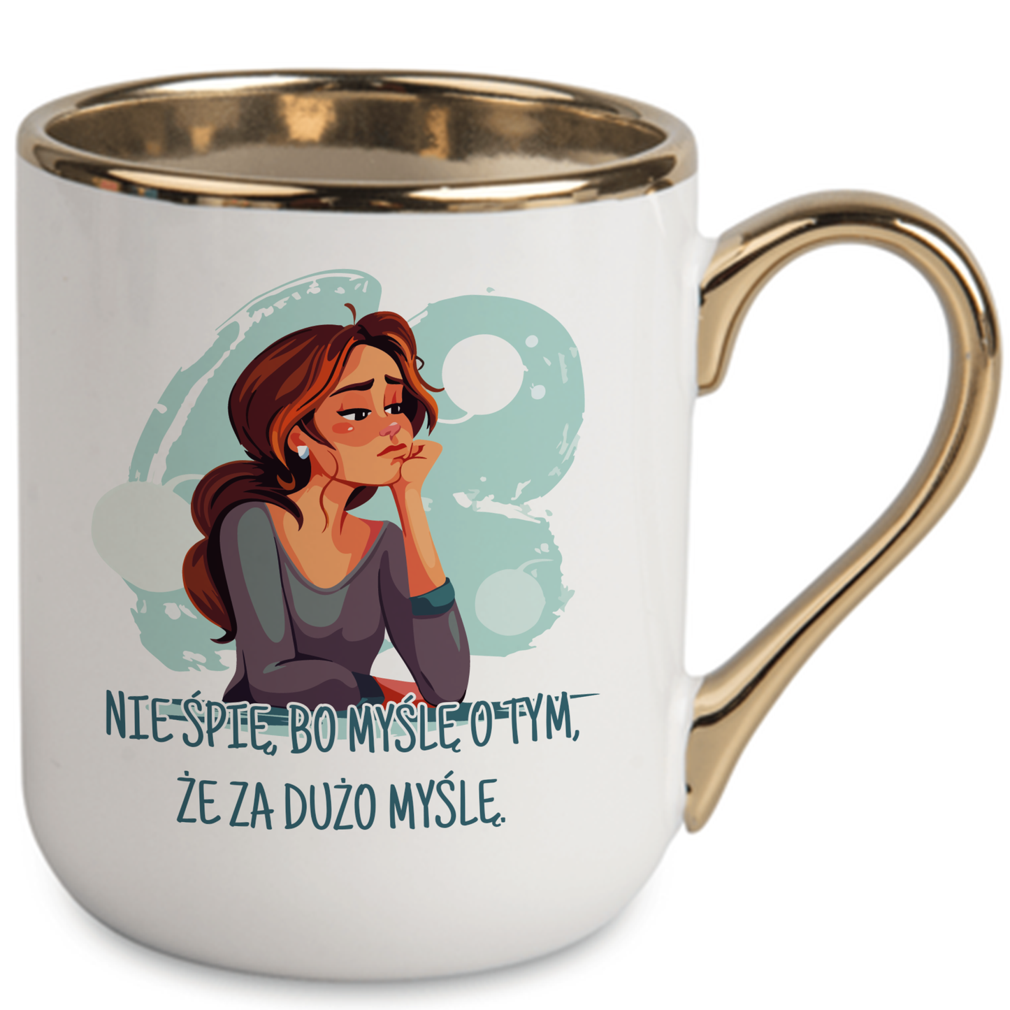 Kubek Elegant "Nie śpię, bo myślę o tym, że za dużo myślę."