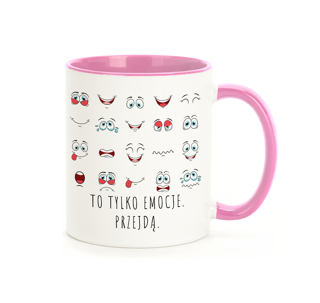 Kubek "To tylko emocje. Przejdą." - Różowy